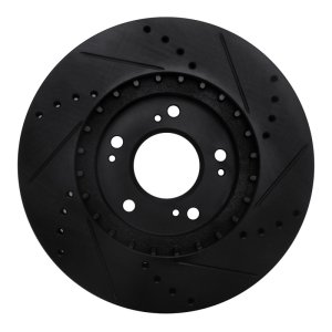 Mitsubishi Grandis Brake Rotor (1) - Front Left - R1 Concepts - Drilled & Slotted - Black - `04-`11